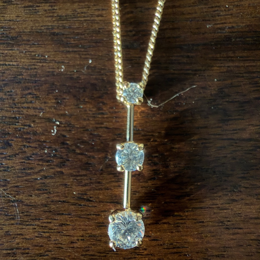 Gold Triple Stone Necklace